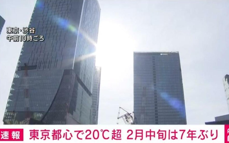 東京都心で20℃超 2月中旬は7年ぶり