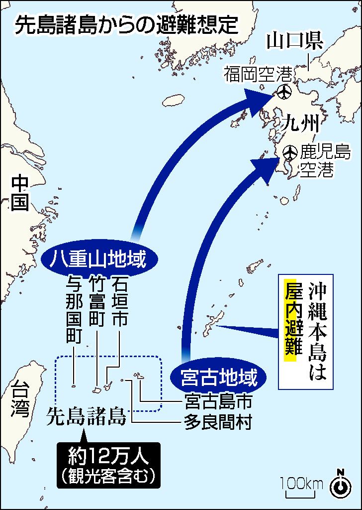 【台湾有事想定】避難計画、宮古は鹿児島空港　八重山は福岡空港経由　12万人1か月程度の滞在想定　政府調整